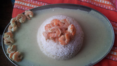 Riz thai sauce coco et curry crevettes
