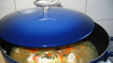 Soupe de pistou au poisson et ses légumes maison