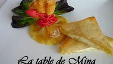 Aumonières au Saint Marcellin sauce aux poires sucrée/piquante