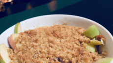 Crumble à la bergamote et soja poire-amande
