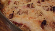 Gratin de pâtes au jambon sec et noix