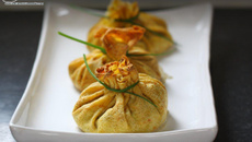 Aumônières au poulet, champignon et Fourme d'Ambert