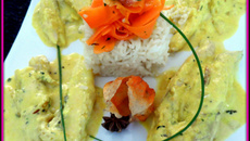 Queue de lotte safranée sauce moutarde