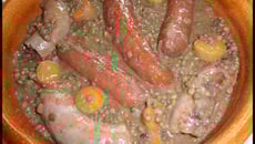 Lentilles vertes aux trois saucisses