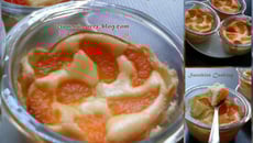 Clafoutis façon cheesecake à la ricotta, mandarines et pamplemousse