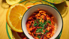 Carottes & betterave râpées, vinaigrette agrumes et coriandre