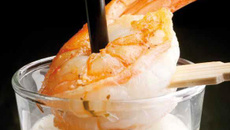 La Fourme d'Ambert en smoothie au wasabi, crevettes rôties