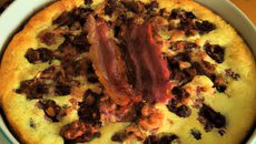 Clafoutis aux lardons,roquefort et noix