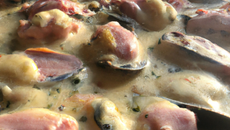 Moules à la crème de jambon