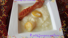 Velouté de céleri, saint-jacques poêlées