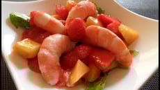 Salade de crevettes au vinaigre de framboises