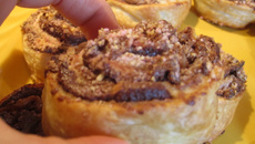 Roulés nutella/ éclats de pralines roses