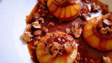Noix St Jacques au caramel de jus de pomme et cannelle