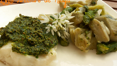 Dos de cabillaud en croûte verte et sa poêlée assortie