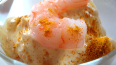 Verrine crème de curry, ananas et crevette