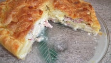 Tourte aux pommes de terre, chou fleur et lardons