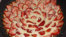 Tarte fraise, ganache chocolat blanc menthe