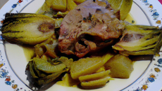 Ris de veau aux artichauts et lardons en parsemme