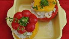 Poivrons farcis à la morue et loup
