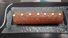 Biscuit roulé au praliné et pralin ganache au chocolat