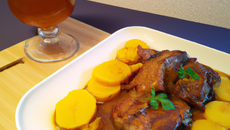 Veau braisé aux coings et à la bière