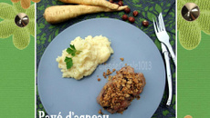 Pavé d'agneau presto en croûte de noisettes, purée de panais