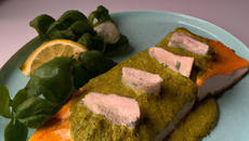 Mousseline de cabillaud au saumon et son pesto de mâche