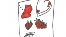 Cœur glacé à la violette et sa soupe de fraises