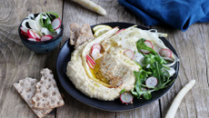 Houmous aux asperges des Sables des Landes IGP, radis et roquette