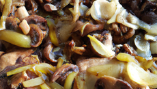 Dinde aux champignons et oignons