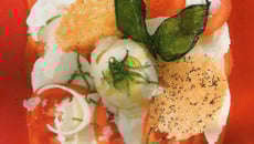 Salade en rouge et blanc et sorbet citron basilic