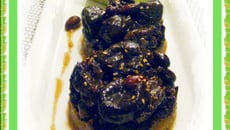 Millefeuilles de boudin pommes et pruneaux et sa timbale de riz aux courgettes