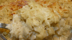 Gratin de crozets aux deux fromages et flétan