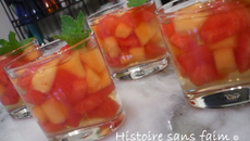 Verrine melon - pastèque en gelée des Charentes