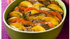 Tian d'agneau aux pêches d'ici