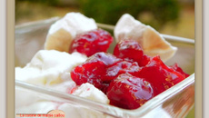 Compotée de cerises sur mascarpone meringué