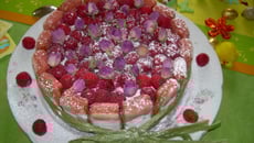 Charlotte aux framboises et aux biscuits roses