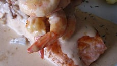 Duo de saumon et crevettes aux champignons des bois