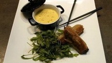 Croustillant de canard aux cerises, émulsion de patate douce