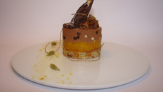 Entremet Xocoméli, clémentine et pain d'épices