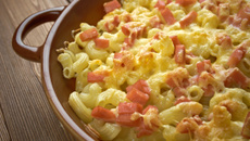 Gratin de pâtes aux lardons & à la mozzarella