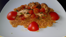 Emincé de dindonneau à la tomate et au blé