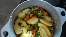 Fondue de poireaux et boulgour aux herbes