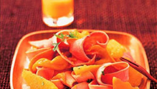 Tagliatelles de jambon cuit, mangue et orange