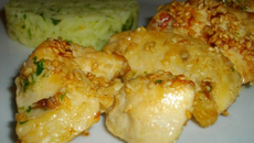 Poulet au sésame et riz à la coriandre