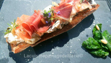 Tartine Saint Moret, aubergine et Serano