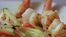 Linguine et gambas rôties aux épices