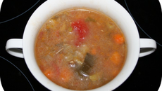 Potage légumes, poulet, œuf dur