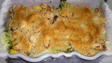 Crumble de poulet et de légumes au gorgonzola