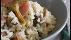Risotto aux chanterelles et au jambon fumé